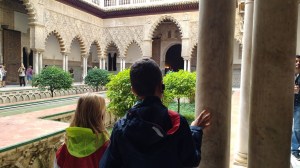 Kids visiting Sevilla Alcazar