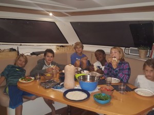 Soledad and Ventus crew having dinner