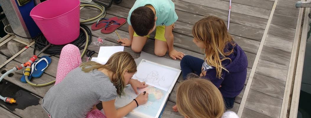 Kids schooling at pontoon