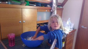 Kids making bread