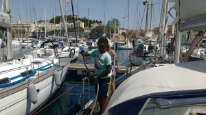 SVSoledad crew cleaning the boat